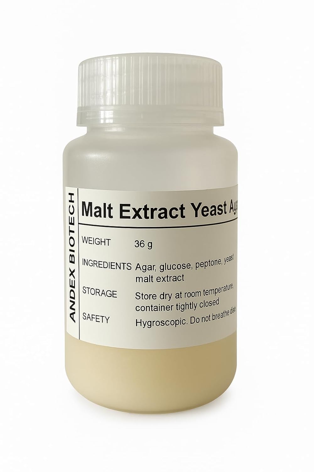 Malt Extract Yeast Agar (MEYA) Powder to Grow Microorganisms, Bacteriological grade, in a Bottle, 36 g